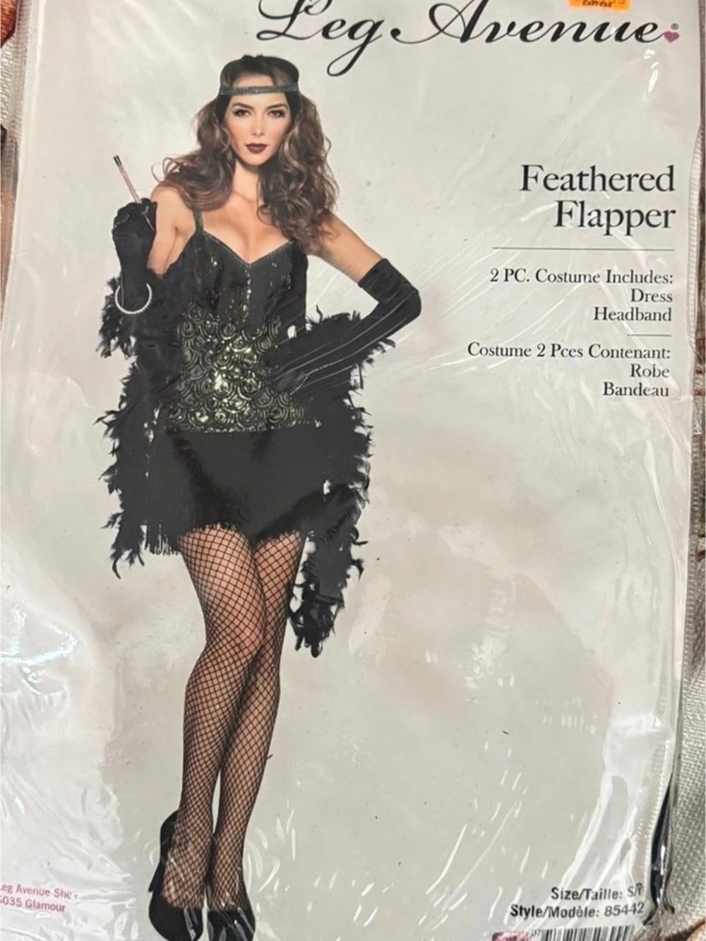 Leg Avenue Feathered Flapper Costume Black Size Small NWT
